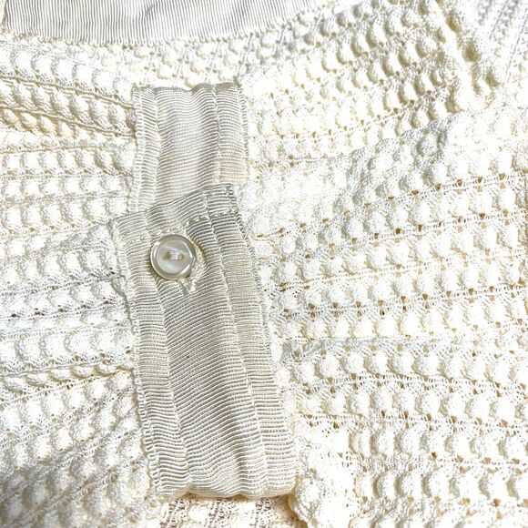 Waffle Knit Mazik Top Ladies Ruffle Neck Cream Knob Fabric Lined Small NWT - Picture 11 of 12